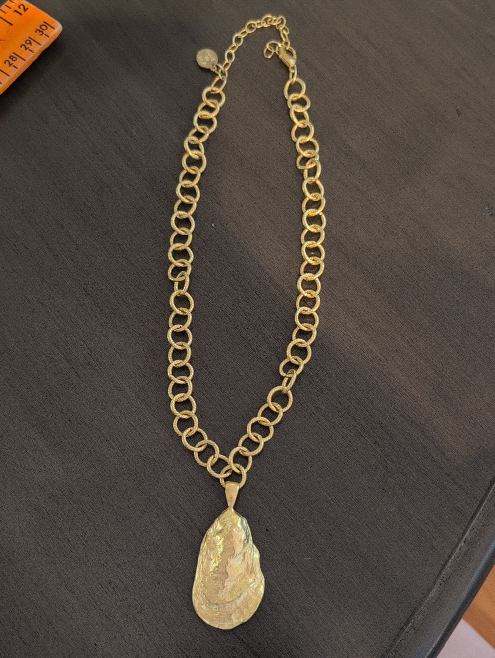 Susan Shaw 24K Gold Painted  Necklace With Oyster Pendant